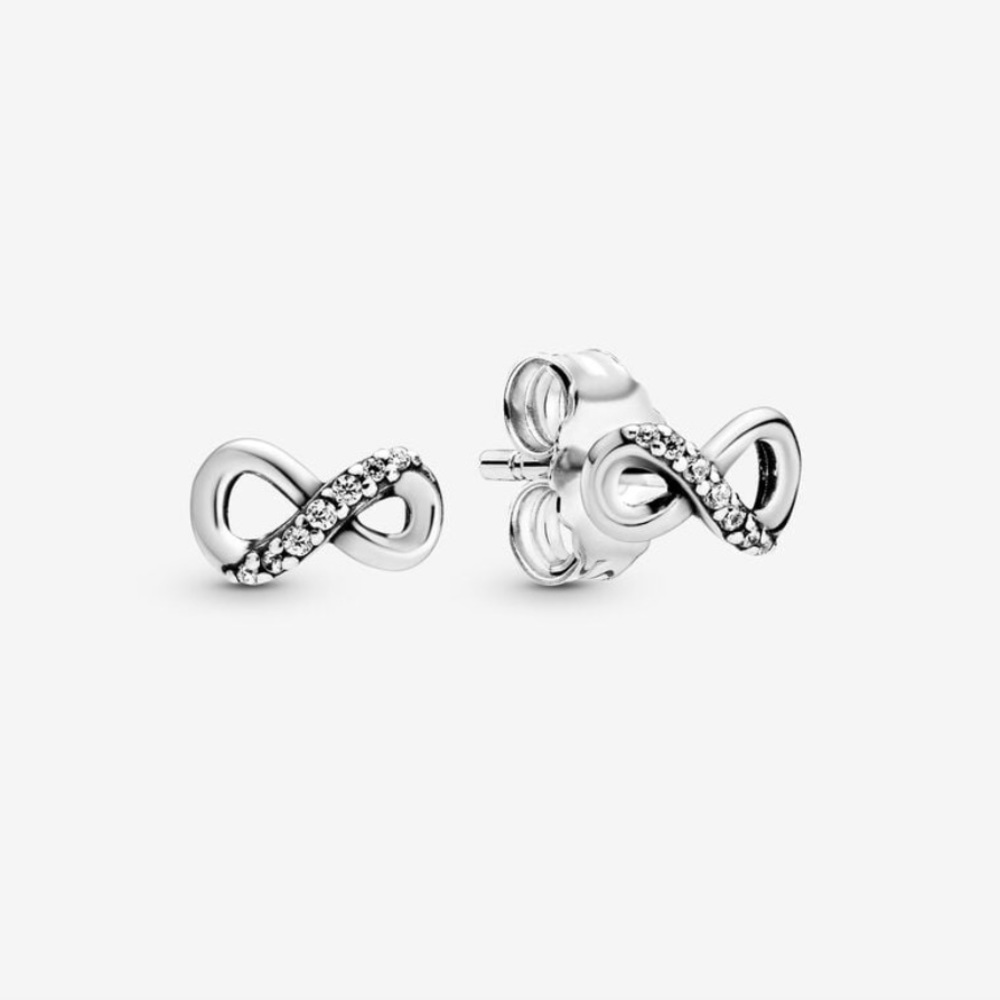 Pandora sterling silver infinity studs with cubic zirconia accents - NWOT - Picture 1 of 6